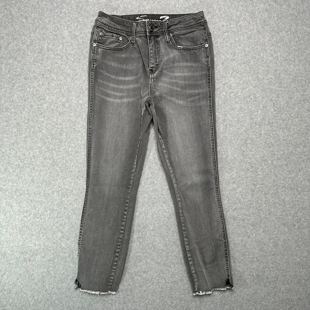 Seven7 Women Hamilton Grey Skinny Ankle Jeans Raw Hem‎ MY1450 Size 4